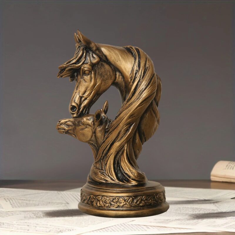 Mother Horse and Her Baby Sculpture