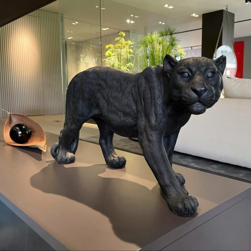 Wild Black Panther Art Sculpture