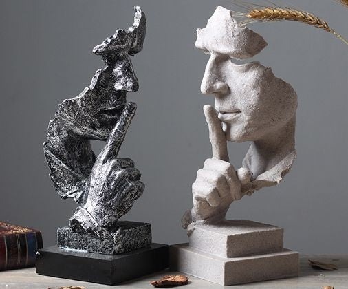 MUTED WITNESS FACE SCULPTURE SET OF TWO