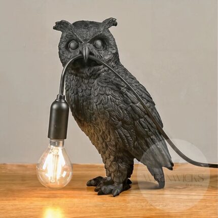 UNIQUE OWL LAMP BIRD DECOR ANIMAL LIGHT RESIN
