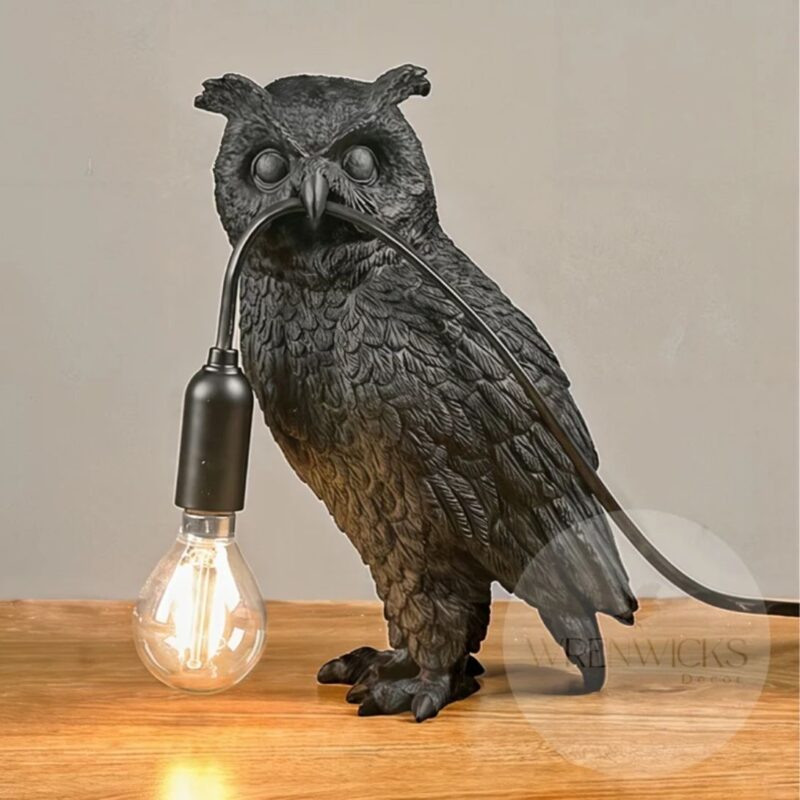 UNIQUE OWL LAMP BIRD DECOR ANIMAL LIGHT RESIN
