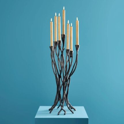CANDLESTICK ROOTS BLACK ALUMINUM HANDMADE