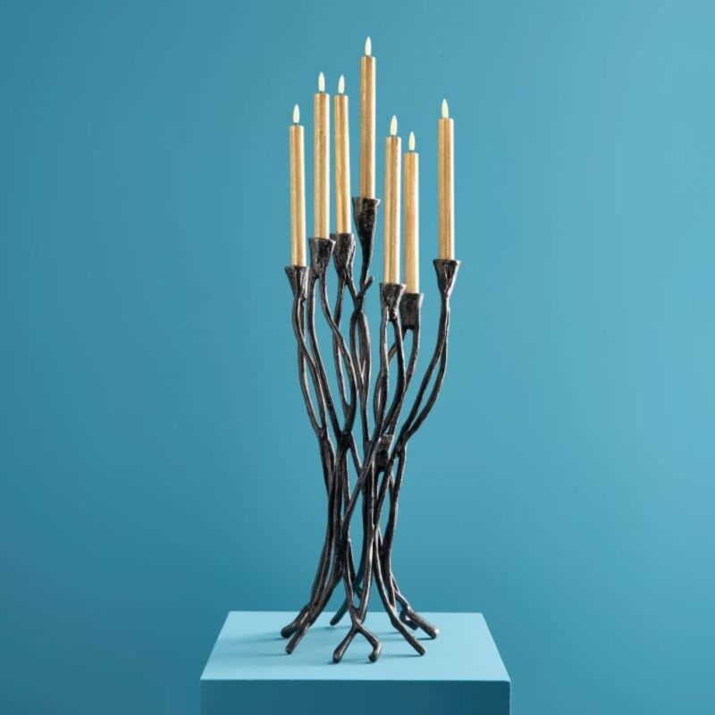 CANDLESTICK ROOTS BLACK ALUMINUM HANDMADE
