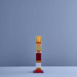 CANDLE HOLDER FANCY CRYSTAL MULTICOLORED SQUARE GLASS