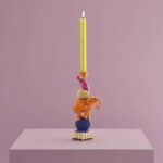 CANDLEHOLDER ELEPHANT WITH COCKATOO HAND-PAINTED