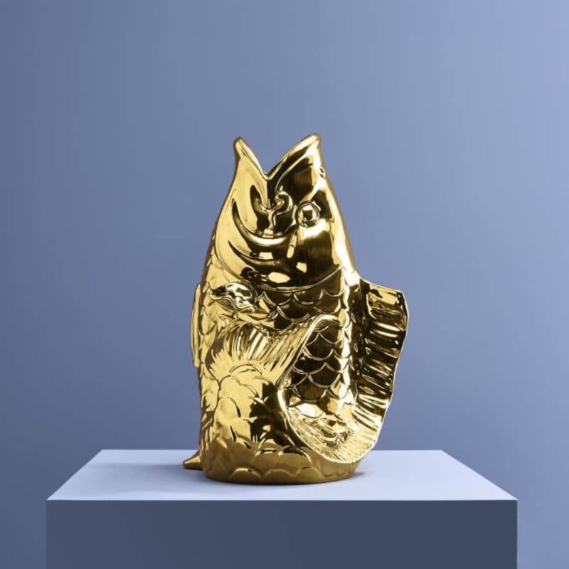 XXL VASE FISH BLUBB GLOSSY GOLD