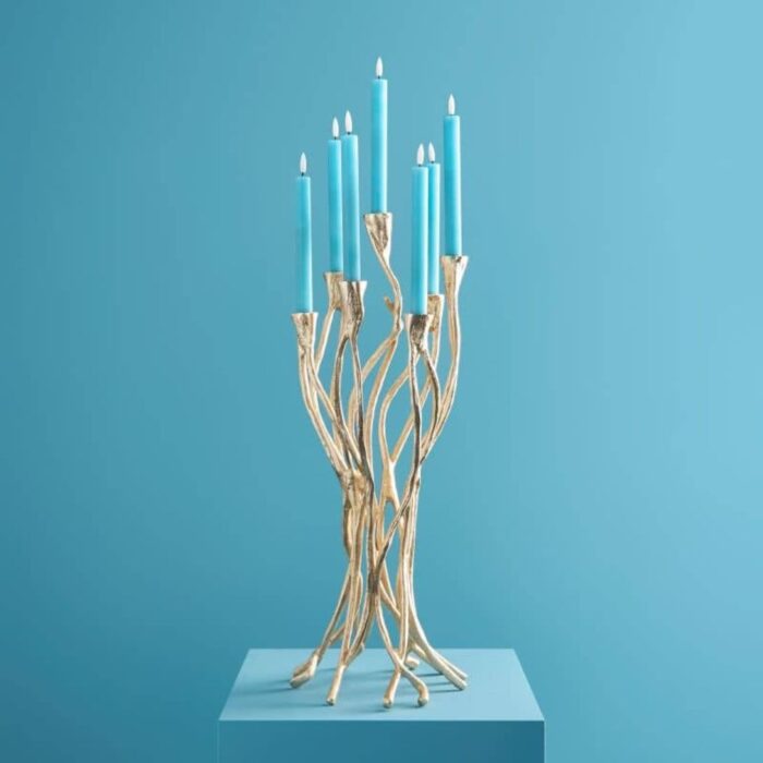 CANDLESTICK ROOTS GOLD ALUMINUM HANDMADE