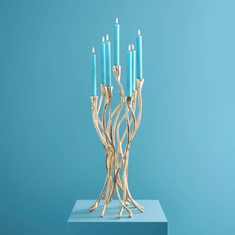 CANDLESTICK ROOTS GOLD ALUMINUM HANDMADE