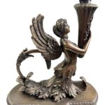 ANTIQUES ROADSHOW DALE TIFFANY BRONZE WINGED MERMAID ELECTRIC TABLE SIREN LAMP