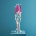 CANDLESTICK ROOTS SILVER ALUMINUM HANDMADE