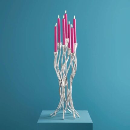 CANDLESTICK ROOTS SILVER ALUMINUM HANDMADE