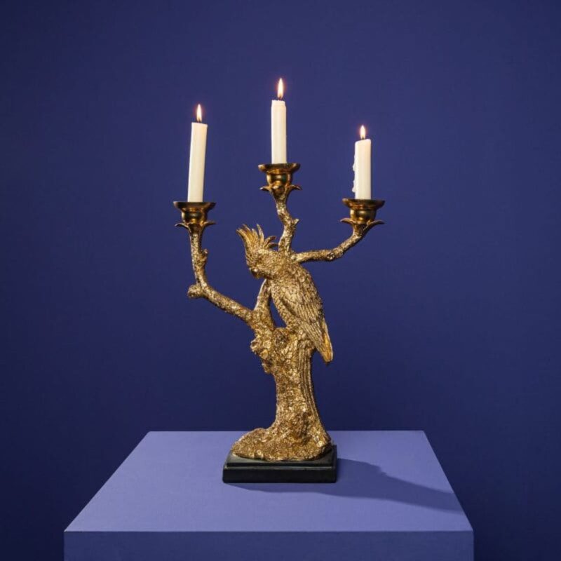 CANDLESTICK PARROT GOLD