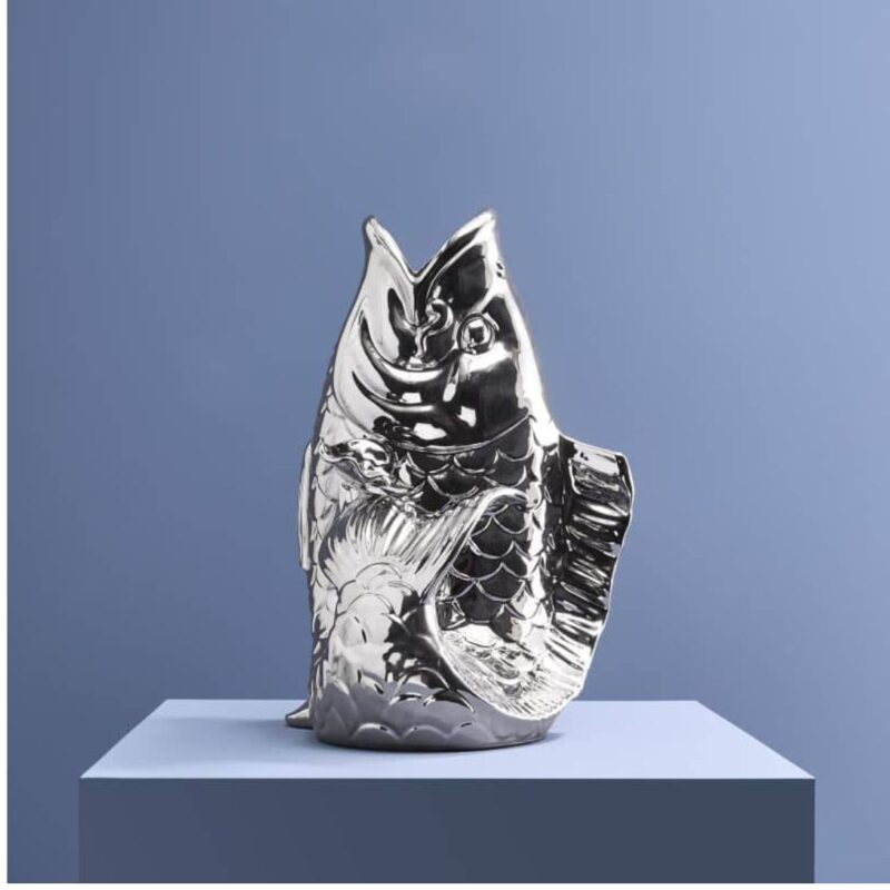 XXL VASE FISH BLUBB SILVER