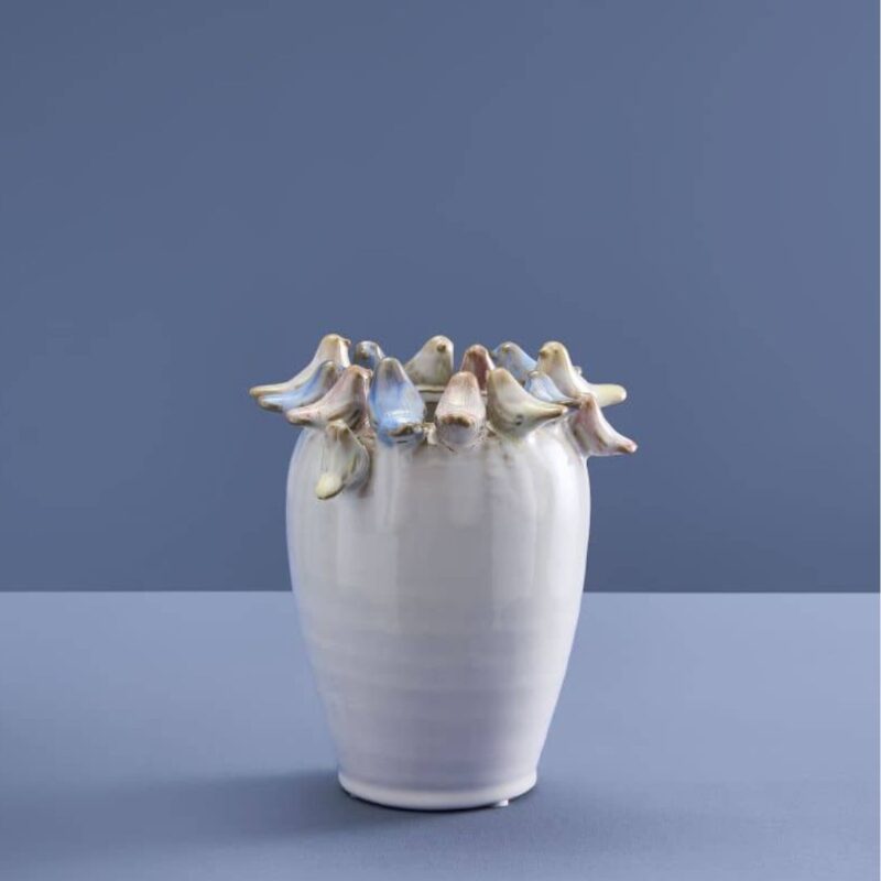 VASE WITH BIRDS S WHITE