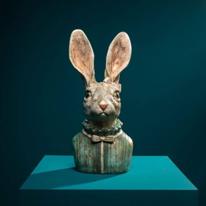 DECORATIVE FIGURINE RABBIT HEIDI TURQUOISE-CREAM-GOLD