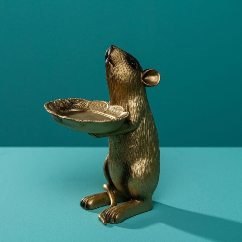 DECORATIVE FIGURINE RAT RUDI RATTE GOLD