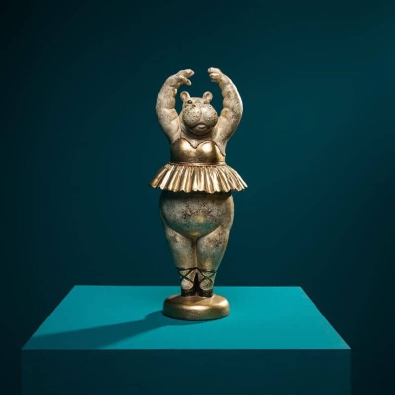 DECORATIVE FIGURINE HIPPOPOTAMUS BALLERINA GOLD