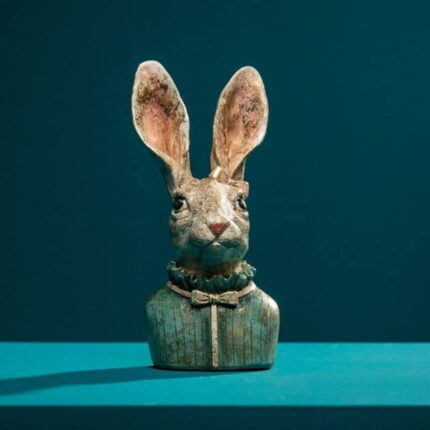 DECORATIVE FIGURINE RABBIT HEIDILEIN TURQUOISE-CREAM-GOLD