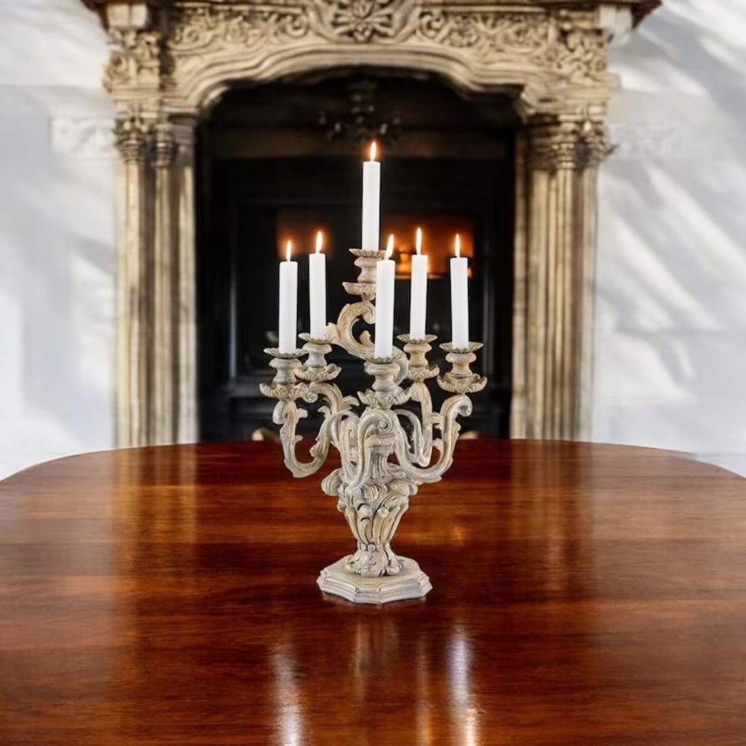1 VINTAGE STYLE WOOD CANDELABRA