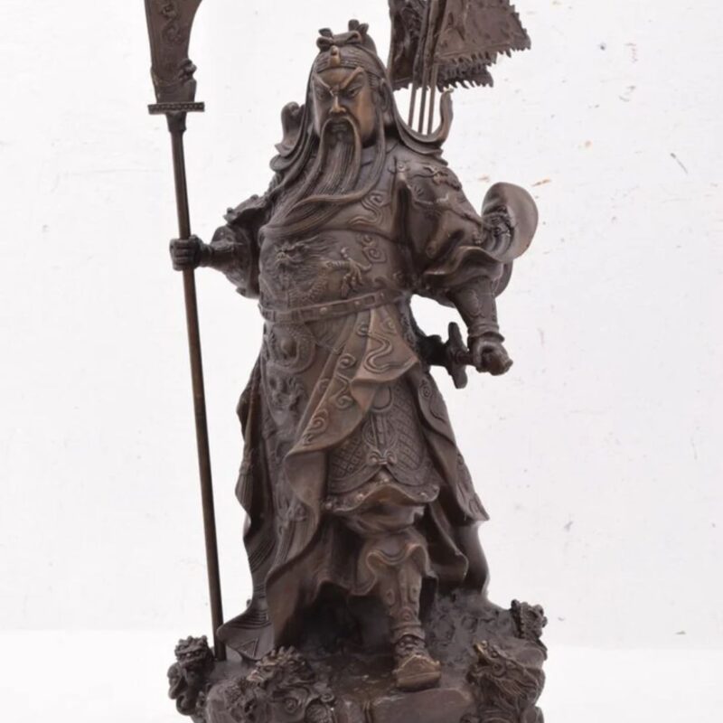 REALISTIC GENERAL GUAN YU CHINESE GOD OF WAR BRONZE SCULPTURE