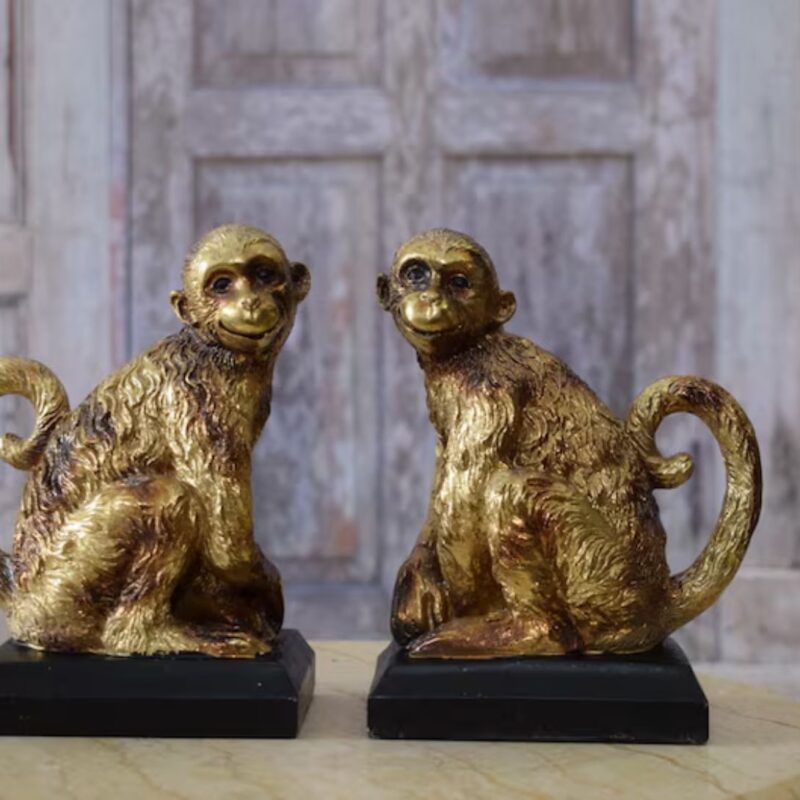 MONKEYS SHAPED BOOKENDS SCULPTURE