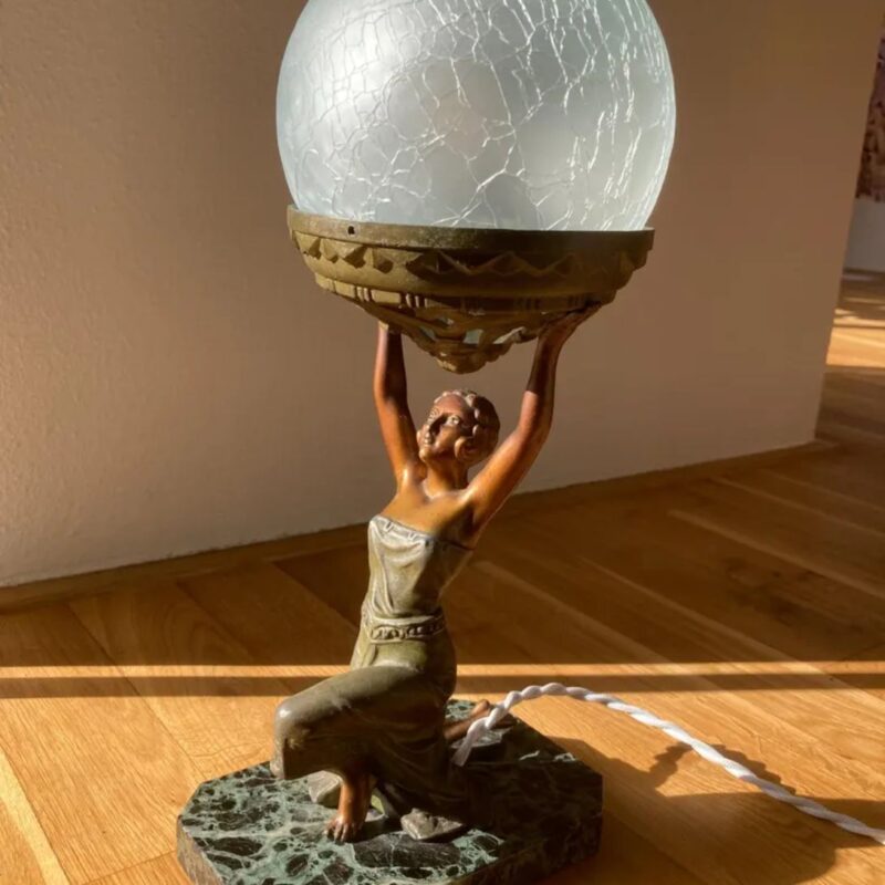 FRENCH ART DECO LADY LAMP BY ENRIQUE MOLINS BALLESTE
