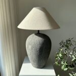 BLACK AGED CERAMIC TABLE LAMP