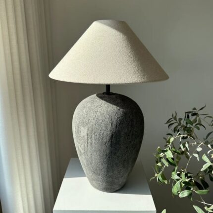 BLACK AGED CERAMIC TABLE LAMP