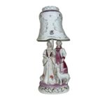 VINTAGE VICTORIAN PORCELAIN TABLE LAMP WHITE PINK