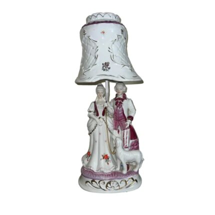 VINTAGE VICTORIAN PORCELAIN TABLE LAMP WHITE PINK