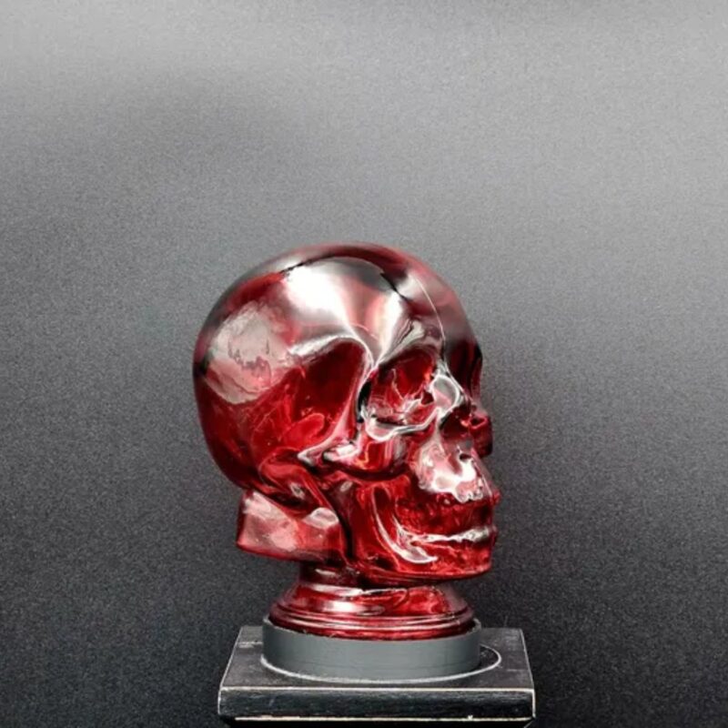 RED GLASS SKULL LIGHT COVER WITH CUSTOM 3D PRINTED BASE
