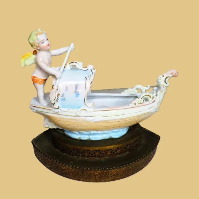 UNIQUE 1920 LAMP BAVARIAN PORCELAIN FIGURINE OF CHERUB