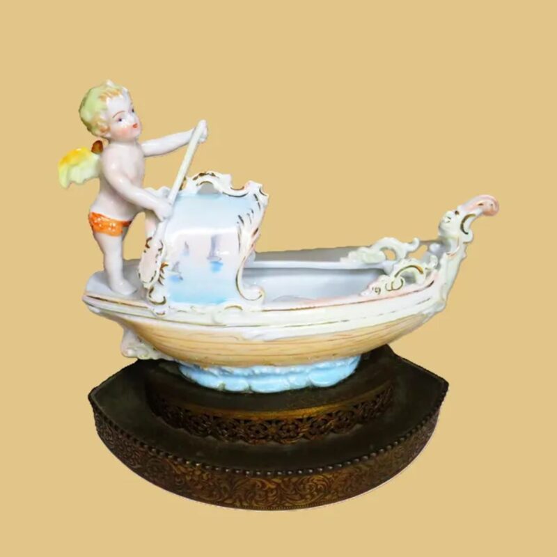 UNIQUE 1920 LAMP BAVARIAN PORCELAIN FIGURINE OF CHERUB