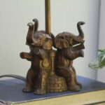 ANTIQUE POT METAL ELEPHANT LAMP