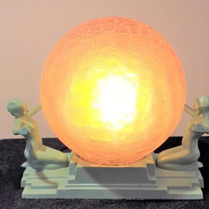 FRANKART ART DECO EMBRACING NYMPHS ACCENT LAMP