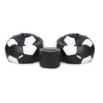SET OF TWO FOOTBALL BEAN BAGS AND STOOL