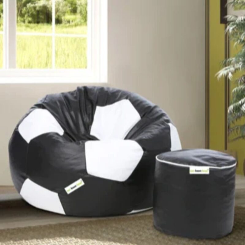 SET OF FOOTBALL BEAN BAG WITH STOOL