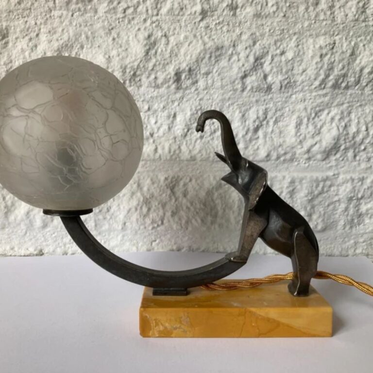 1930S FRENCH ART DECO ANIMAL ELEPHANT LAMP