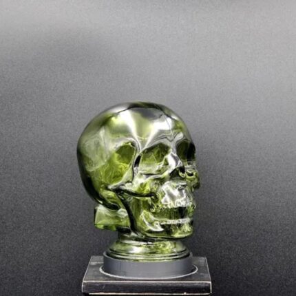 GREEN GLASS SKULL LIGHT COVER WITH CUSTOM 3D PRINTED BASE