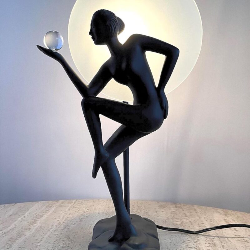 ART DECO FRANK ART STYLE DANCING WOMAN HOLDING A SPHERE