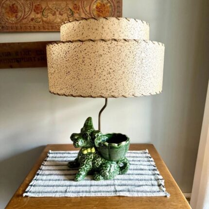 VINTAGE GREEN CERAMIC SCOTTY DOG LAMP