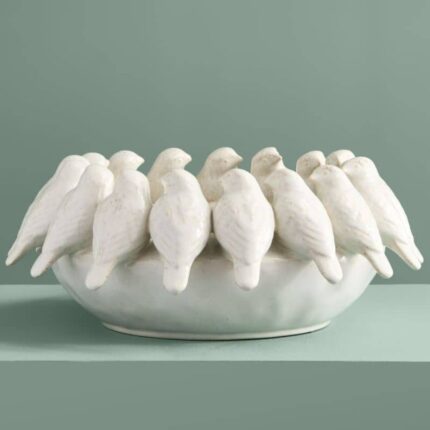 BOWL WITH BIRDS WHITE
