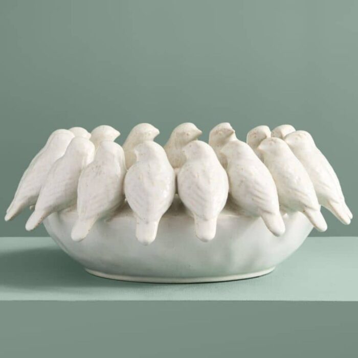BOWL WITH BIRDS WHITE