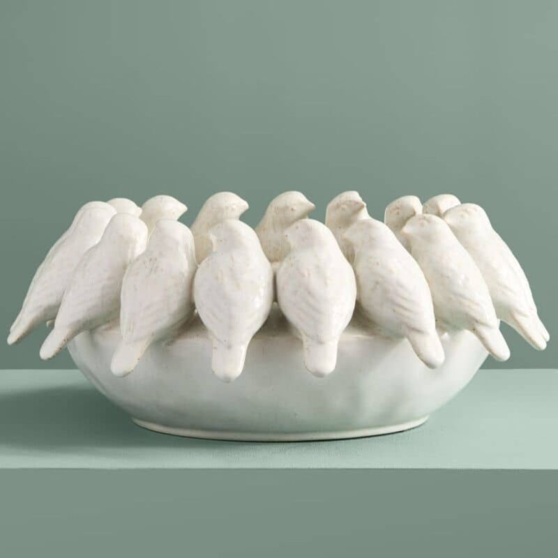 BOWL WITH BIRDS WHITE