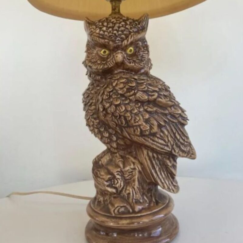 VTG VINTAGE OWL LAMP TABLE LAMP WITH SHADE