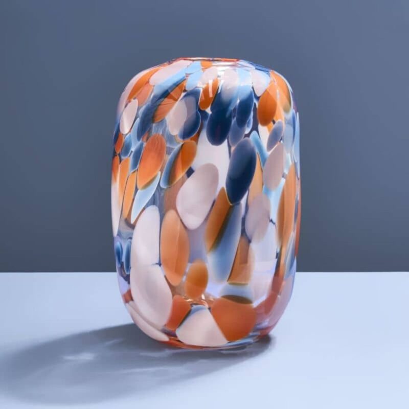 VASE LILLY DOTS BLUE-ORANGE