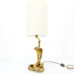 HOLLYWOOD REGENCY 1970S SOLID GOLD BRASS COBRA LAMP