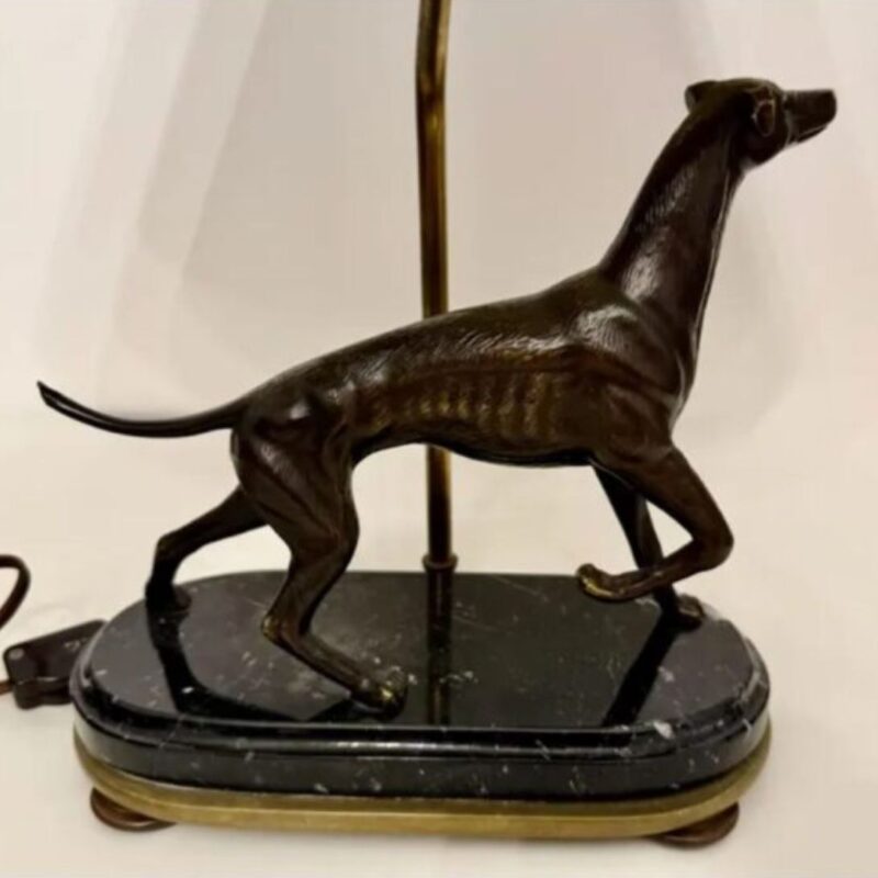 RARE VINTAGE BRONZE SCULPTURED GREYHOUND LAMP
