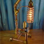 STEAMPUNK COPPER AND BRASS EDISON LIGHTBULB TABLE LAMP