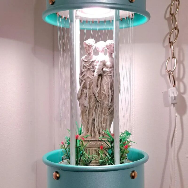 HANDMADE OIL RAIN LAMP WITH GREEK THREE GRACES STATUE